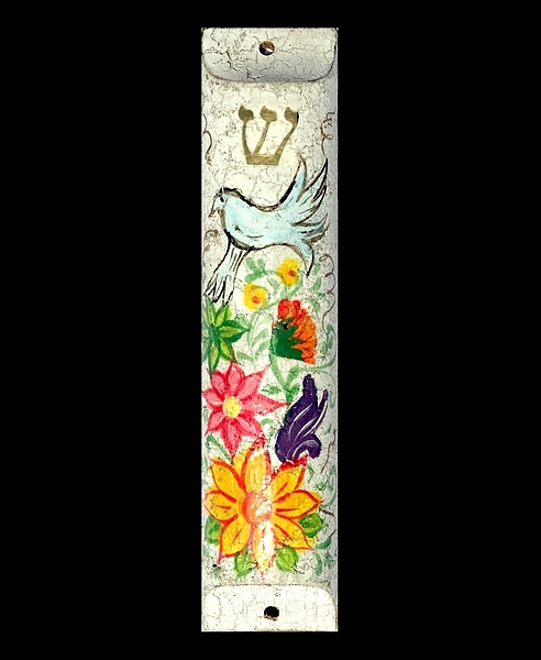 DOVE AND FLOWERS MEZUZAH